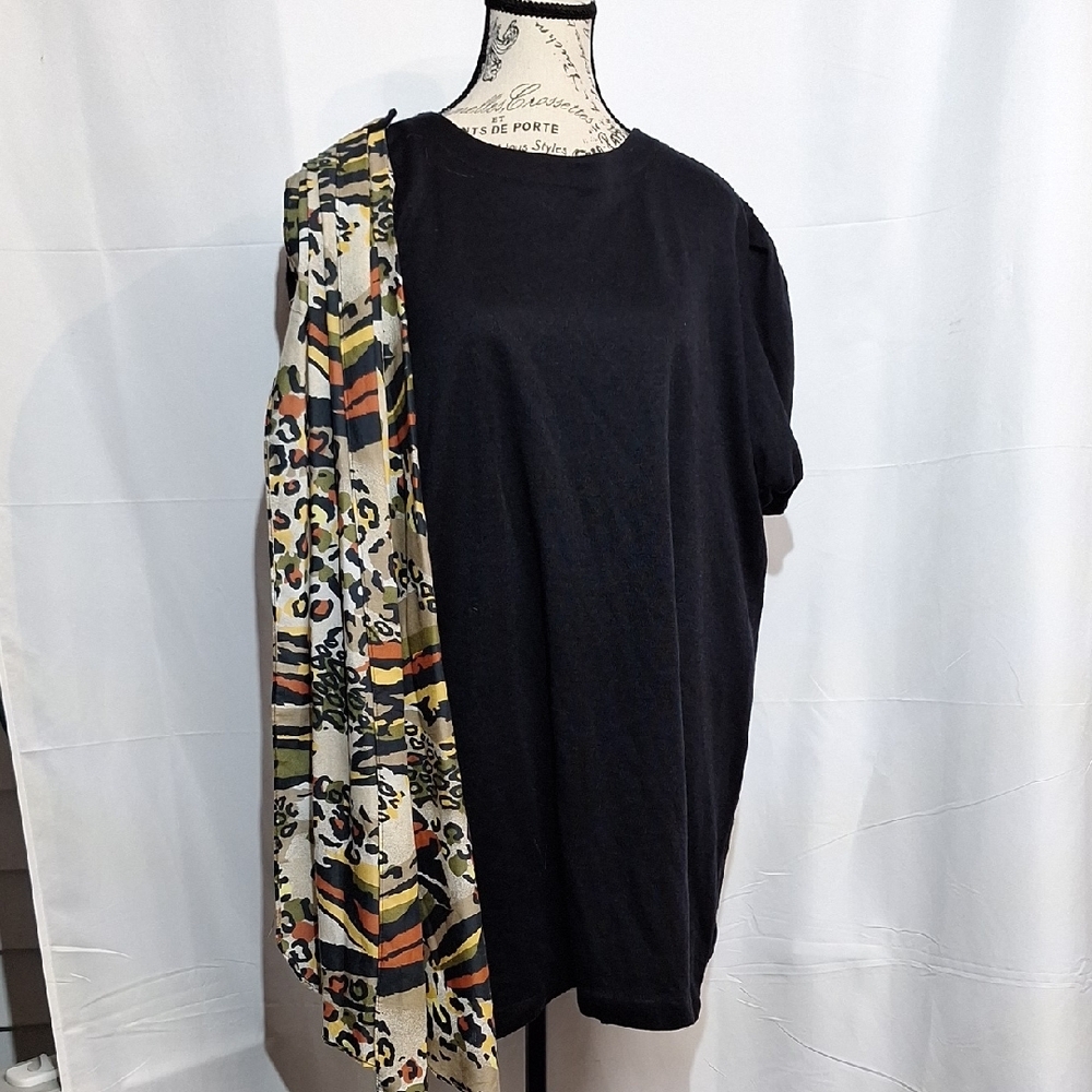Black Tunic with Colorful Scarf